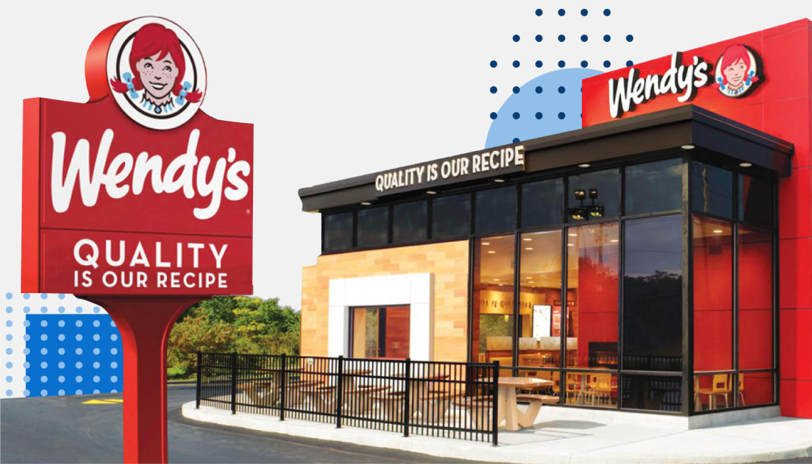 Exterior photo of Wendy's fast food restaurant using Xenial back office
